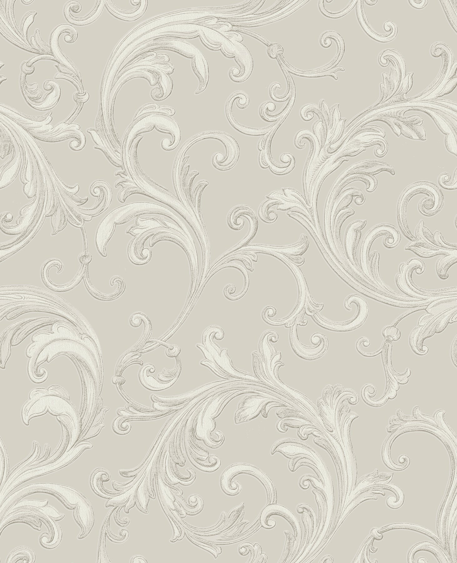 Sirpi Noemi Silver Acanthus Wallpaper, 20.5-in by 33-ft