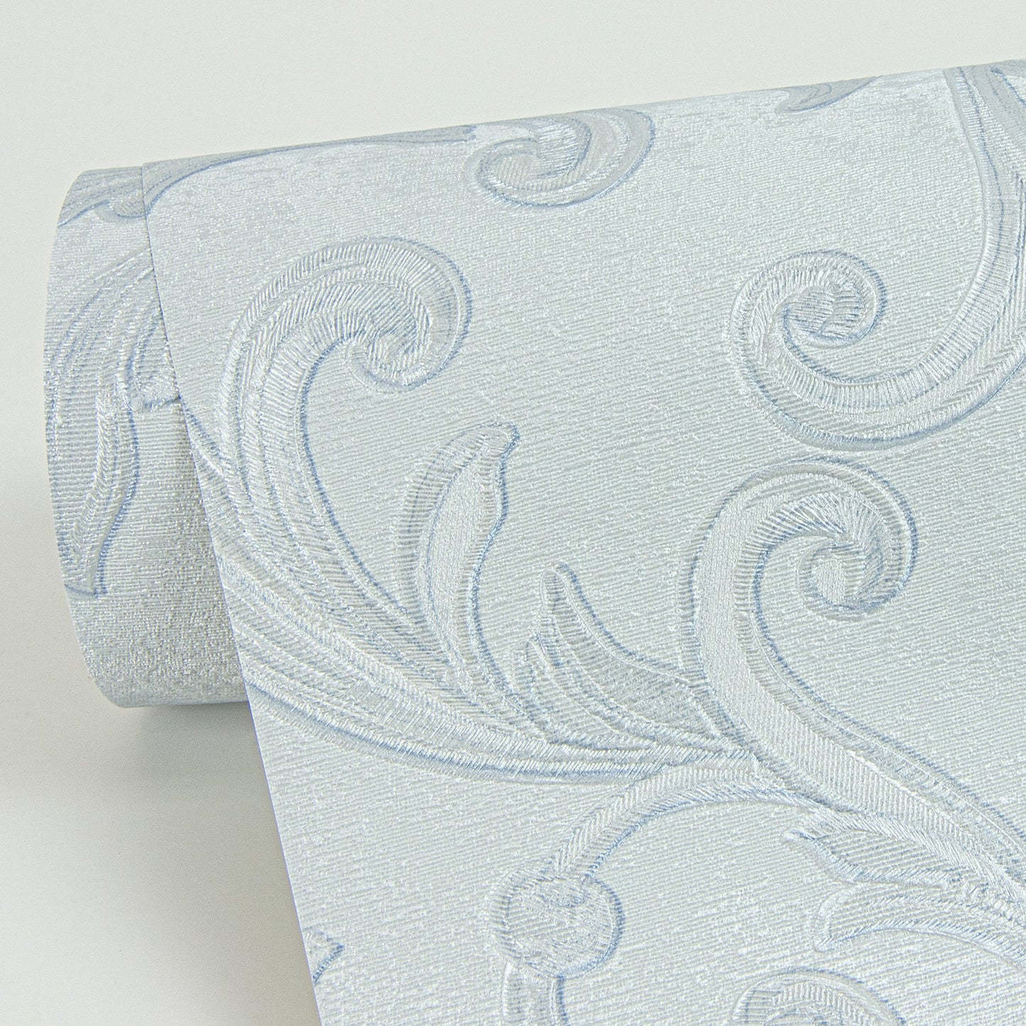 Sirpi Noemi Light Blue Acanthus Wallpaper, 20.5-in by 33-ft