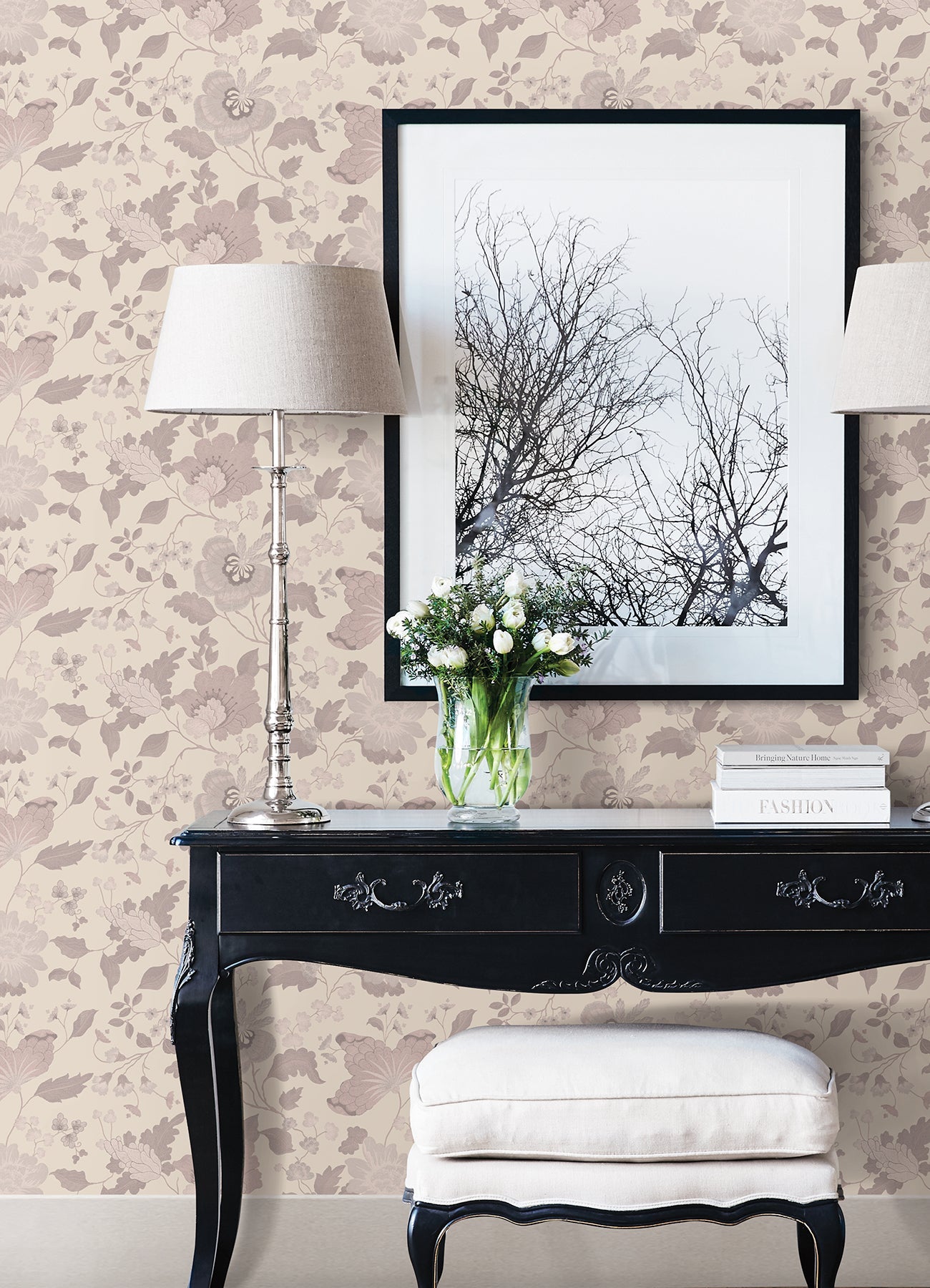 Sirpi Vittoria Rose Floral Wallpaper, 20.5-in by 33-ft