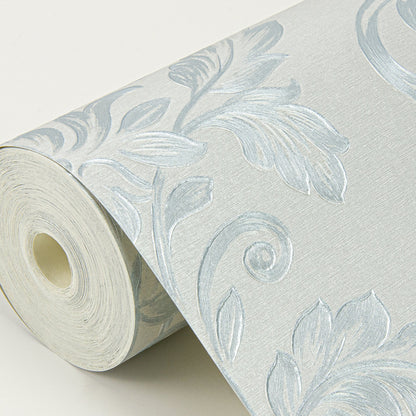 Sirpi Antonella Light Blue Scroll Wallpaper, 20.9-in by 33-ft