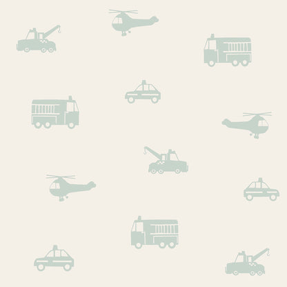 Chesapeake Briony Sage Vehicles Wallpaper, 20.9-in by 33-ft