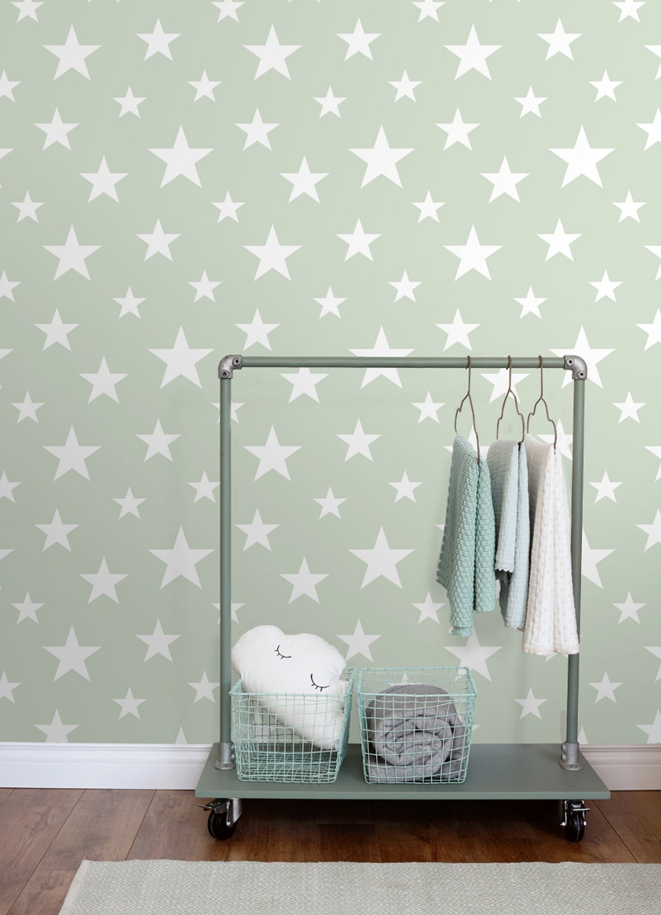 Chesapeake Amira Sage Stars Wallpaper, 20.9-in by 33-ft