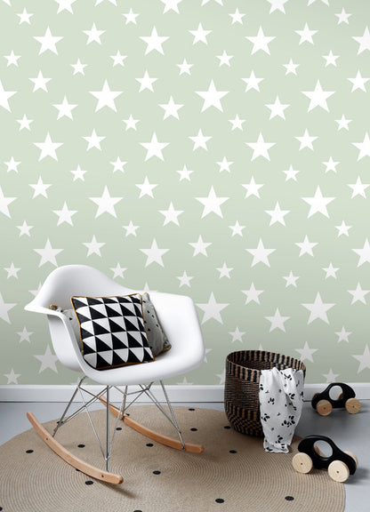 Chesapeake Amira Sage Stars Wallpaper, 20.9-in by 33-ft