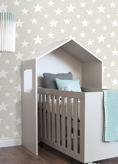 Chesapeake Amira Taupe Stars Wallpaper, 20.9-in by 33-ft