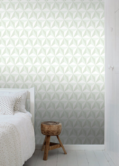 Chesapeake Adella Sage Geometric Wallpaper, 20.9-in by 33-ft