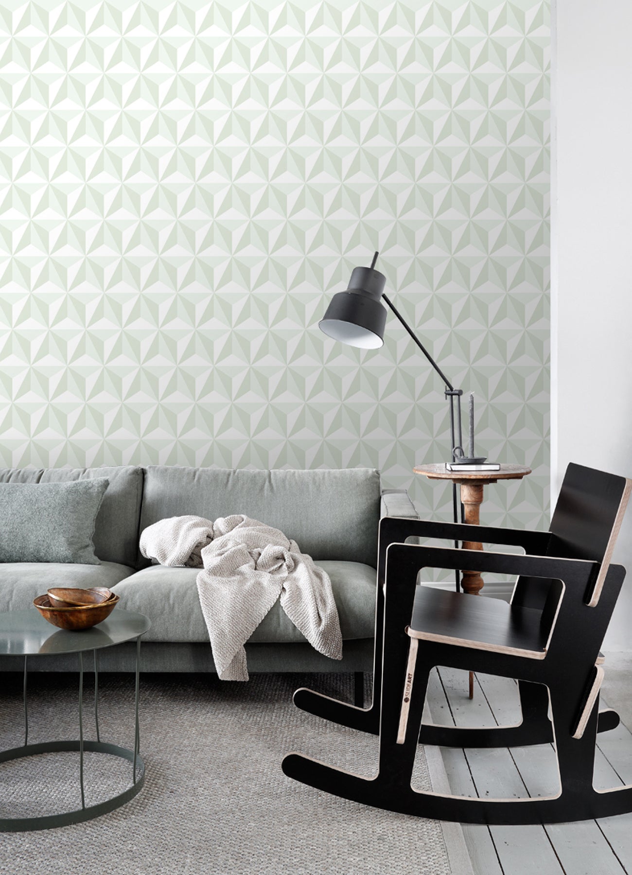 Chesapeake Adella Sage Geometric Wallpaper, 20.9-in by 33-ft