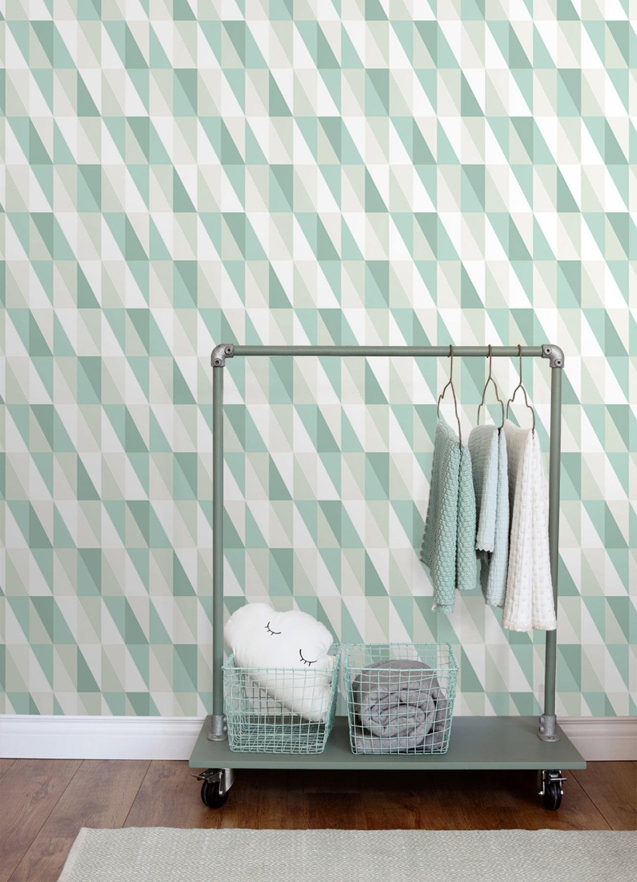 Chesapeake Inez Teal Geometric Wallpaper, 20.9-in by 33-ft