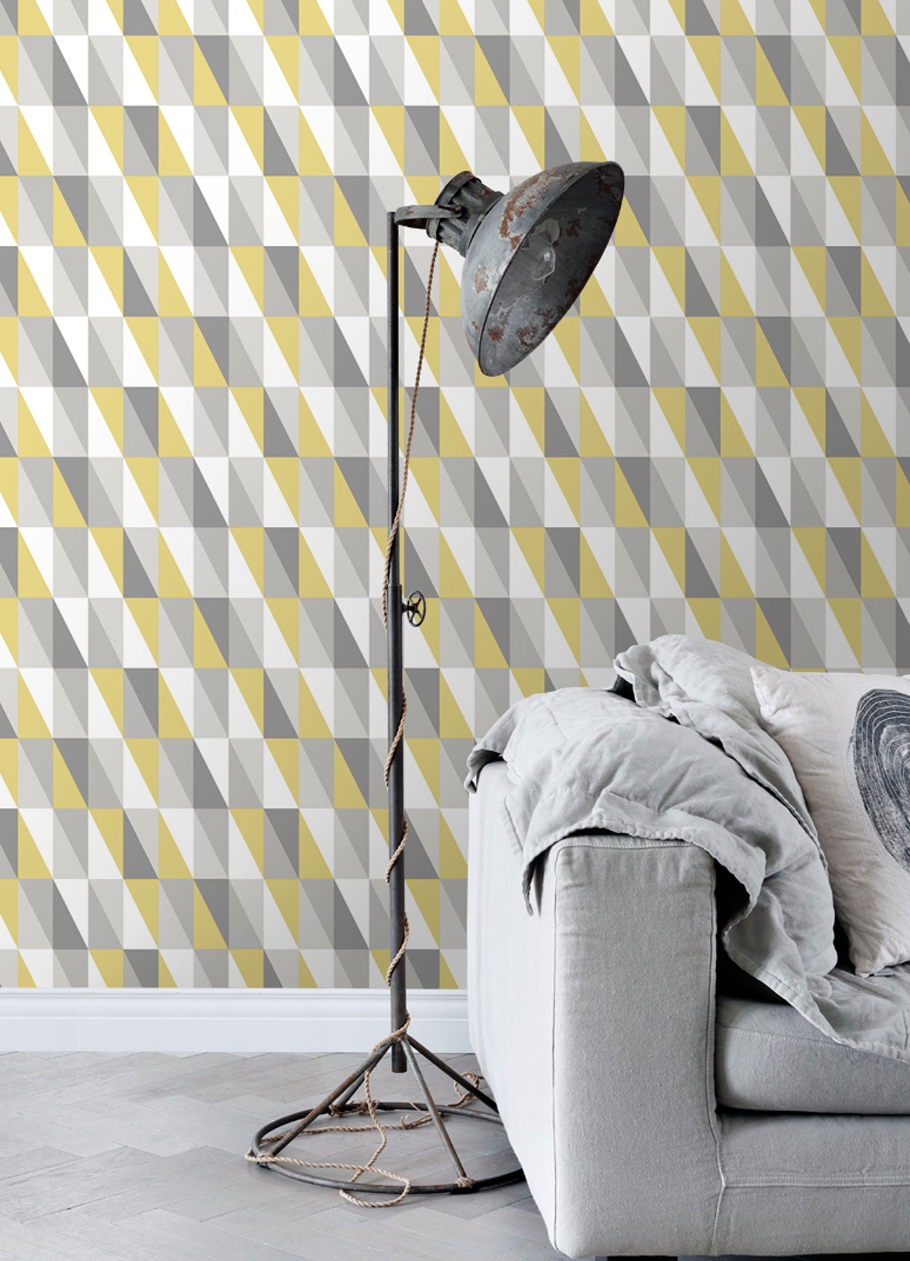 Chesapeake Inez Mustard Geometric Wallpaper, 20.9-in by 33-ft