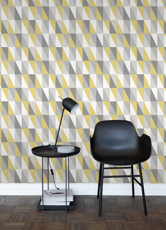 Chesapeake Inez Mustard Geometric Wallpaper, 20.9-in by 33-ft