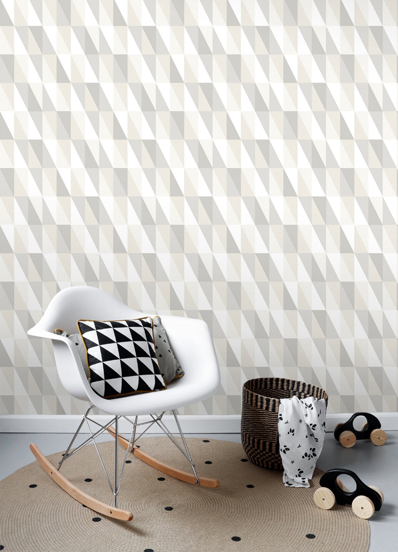 Chesapeake Inez Neutral Geometric Wallpaper, 20.9-in by 33-ft