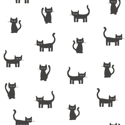 Chesapeake Delia Black Kitty Wallpaper, 20.9-in by 33-ft