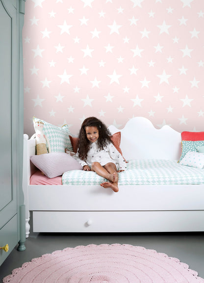 Chesapeake Amira Pink Stars Wallpaper, 20.9-in by 33-ft