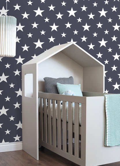 Chesapeake Amira Navy Stars Wallpaper, 20.9-in by 33-ft