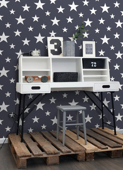 Chesapeake Amira Navy Stars Wallpaper, 20.9-in by 33-ft