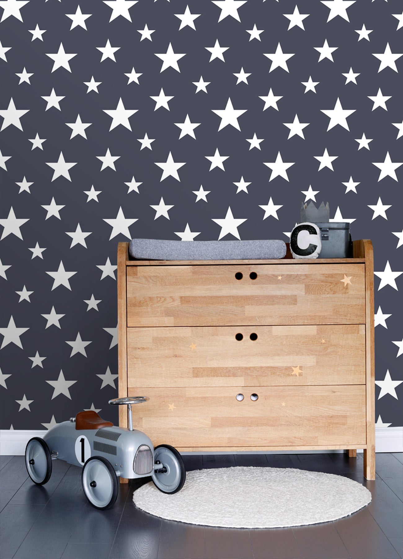 Chesapeake Amira Navy Stars Wallpaper, 20.9-in by 33-ft