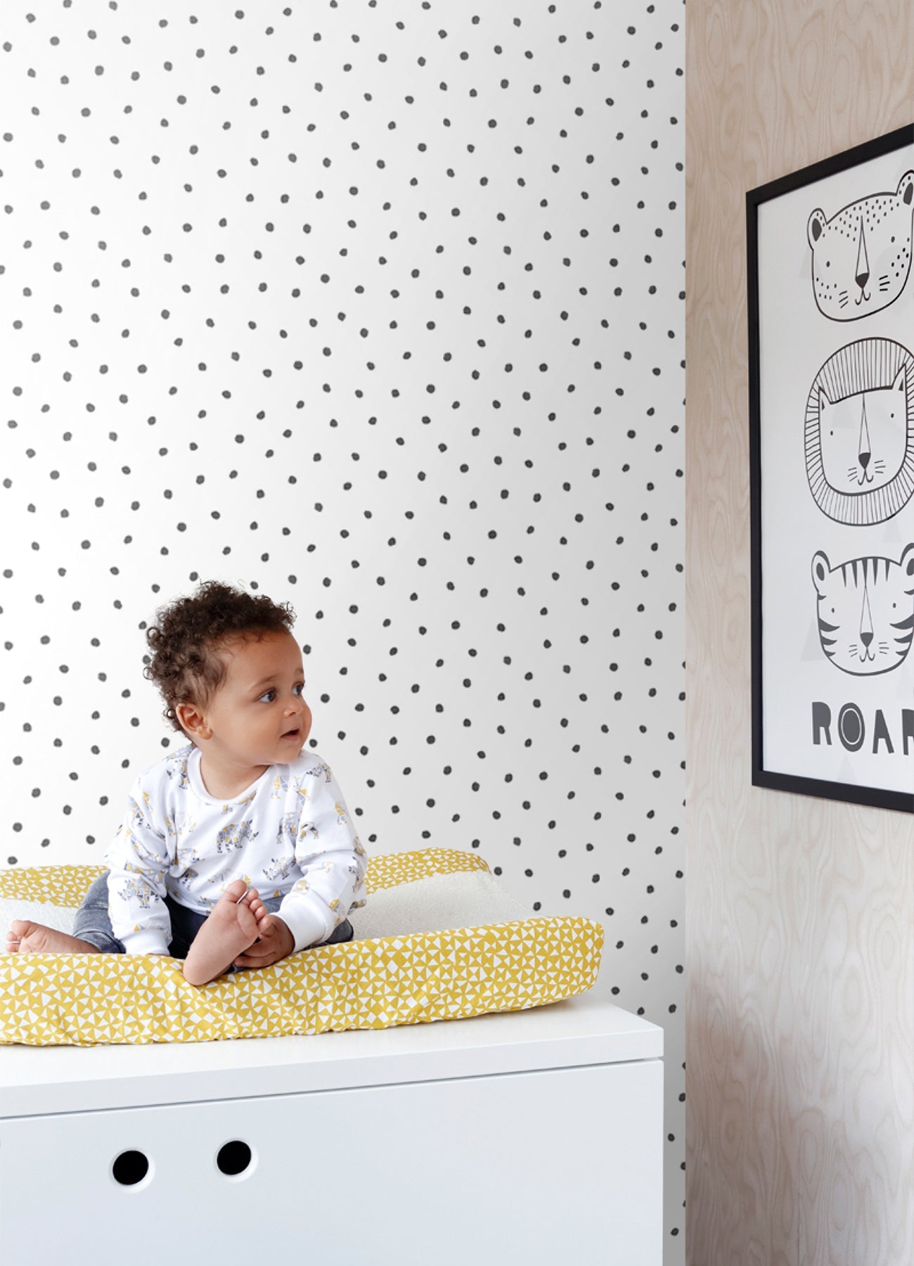 Chesapeake Pixie Black Dots Wallpaper, 20.9-in by 33-ft