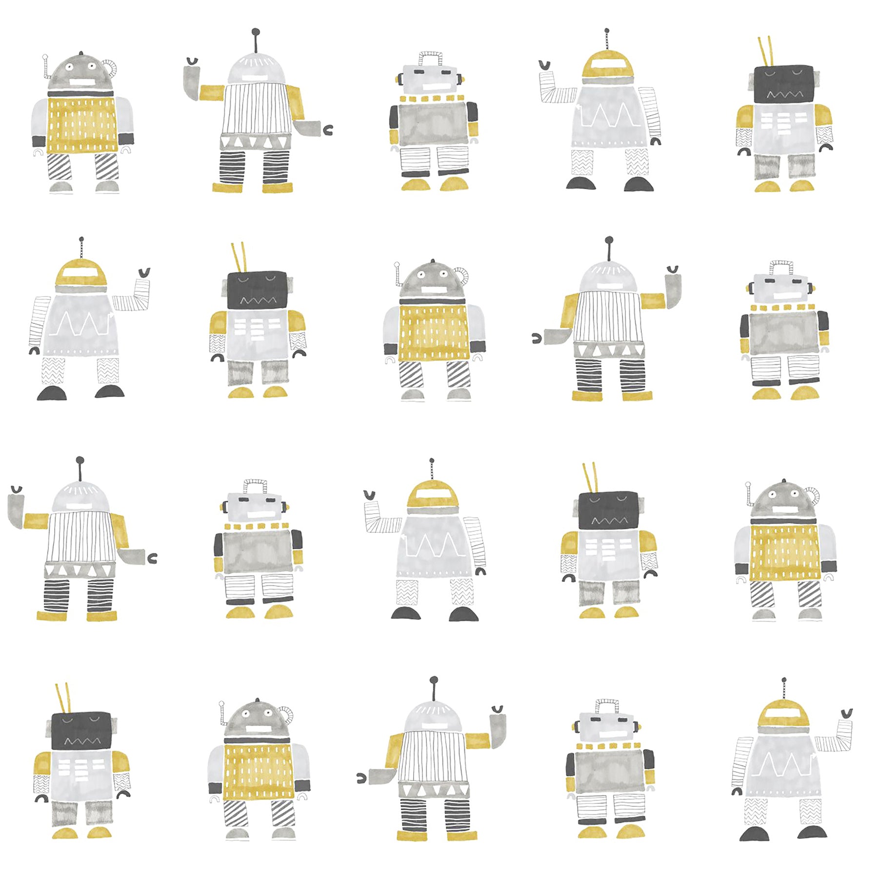 Chesapeake Callum Gold Robots Wallpaper, 20.9-in by 33-ft