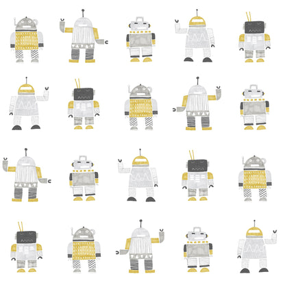 Chesapeake Callum Gold Robots Wallpaper, 20.9-in by 33-ft