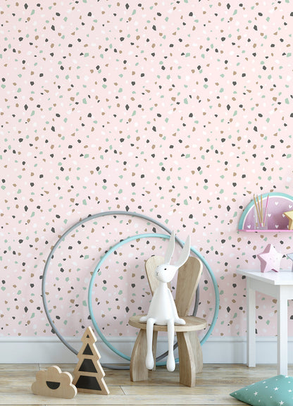 Chesapeake Ona Pink Terrazzo Wallpaper, 20.9-in by 33-ft