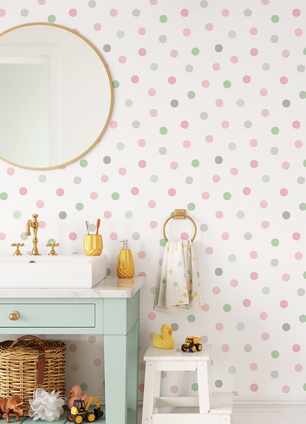 Chesapeake Jubilee Pink Dots Wallpaper, 20.9-in by 33-ft