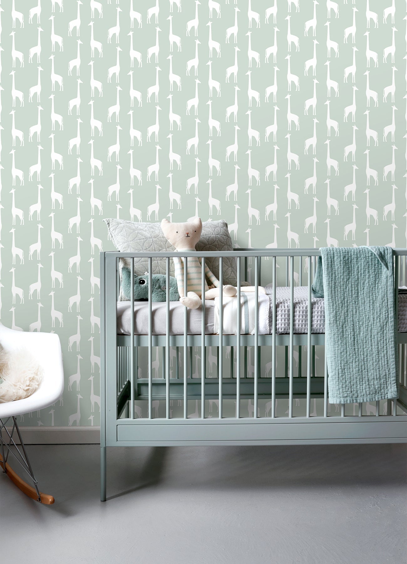 Chesapeake Vivi Sage Giraffe Wallpaper, 20.9-in by 33-ft