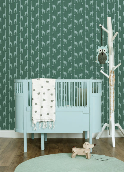 Chesapeake Vivi Teal Giraffe Wallpaper, 20.9-in by 33-ft