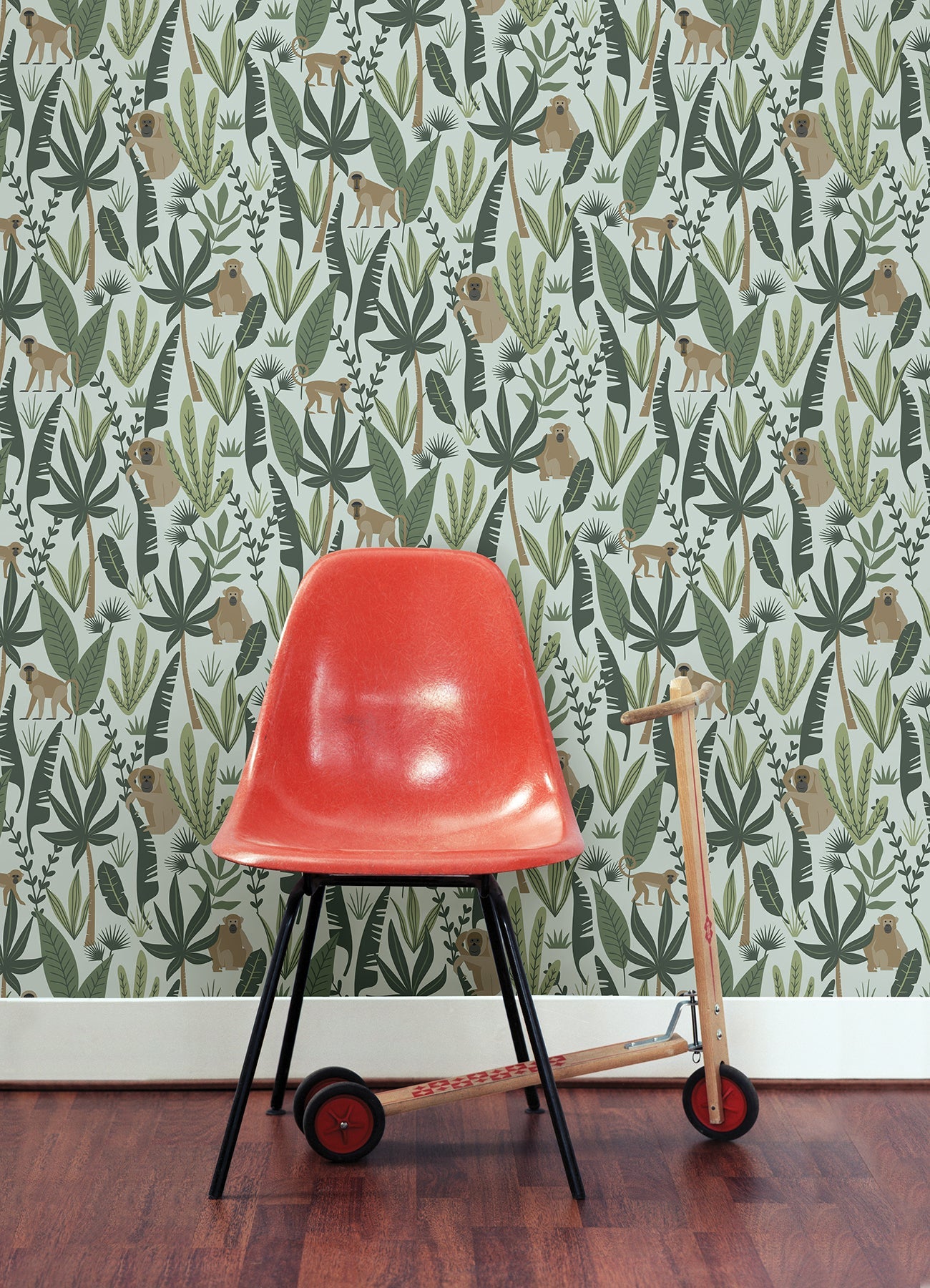 Chesapeake Kiki Green Monkeys Wallpaper, 20.9-in by 33-ft