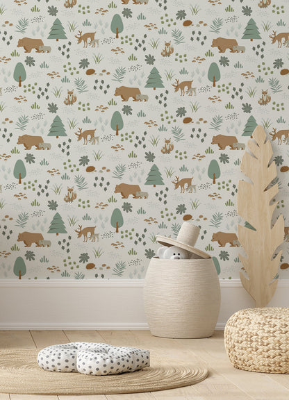 Chesapeake Finola Moss Bears Wallpaper, 20.9-in by 33-ft