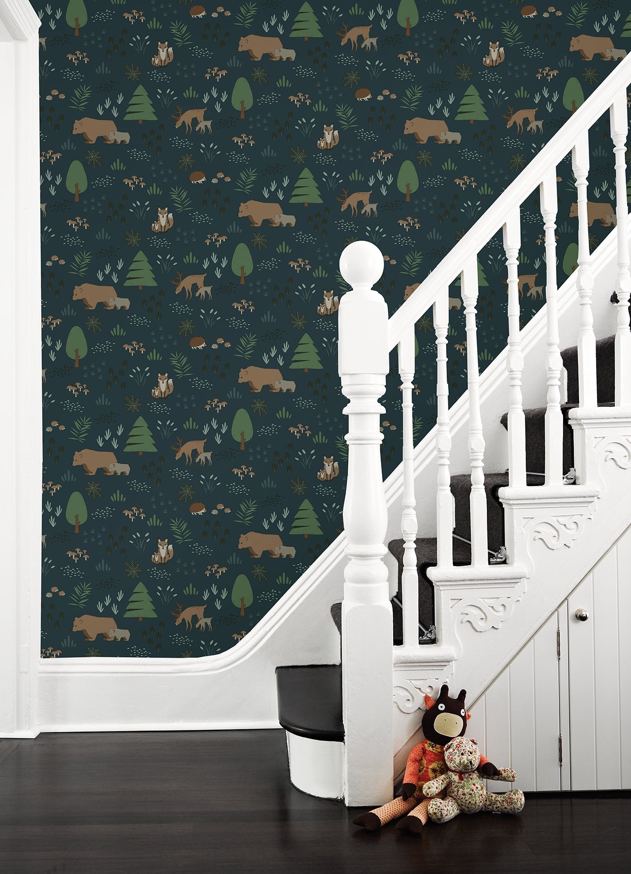 Chesapeake Finola Dark Blue Bears Wallpaper, 20.9-in by 33-ft