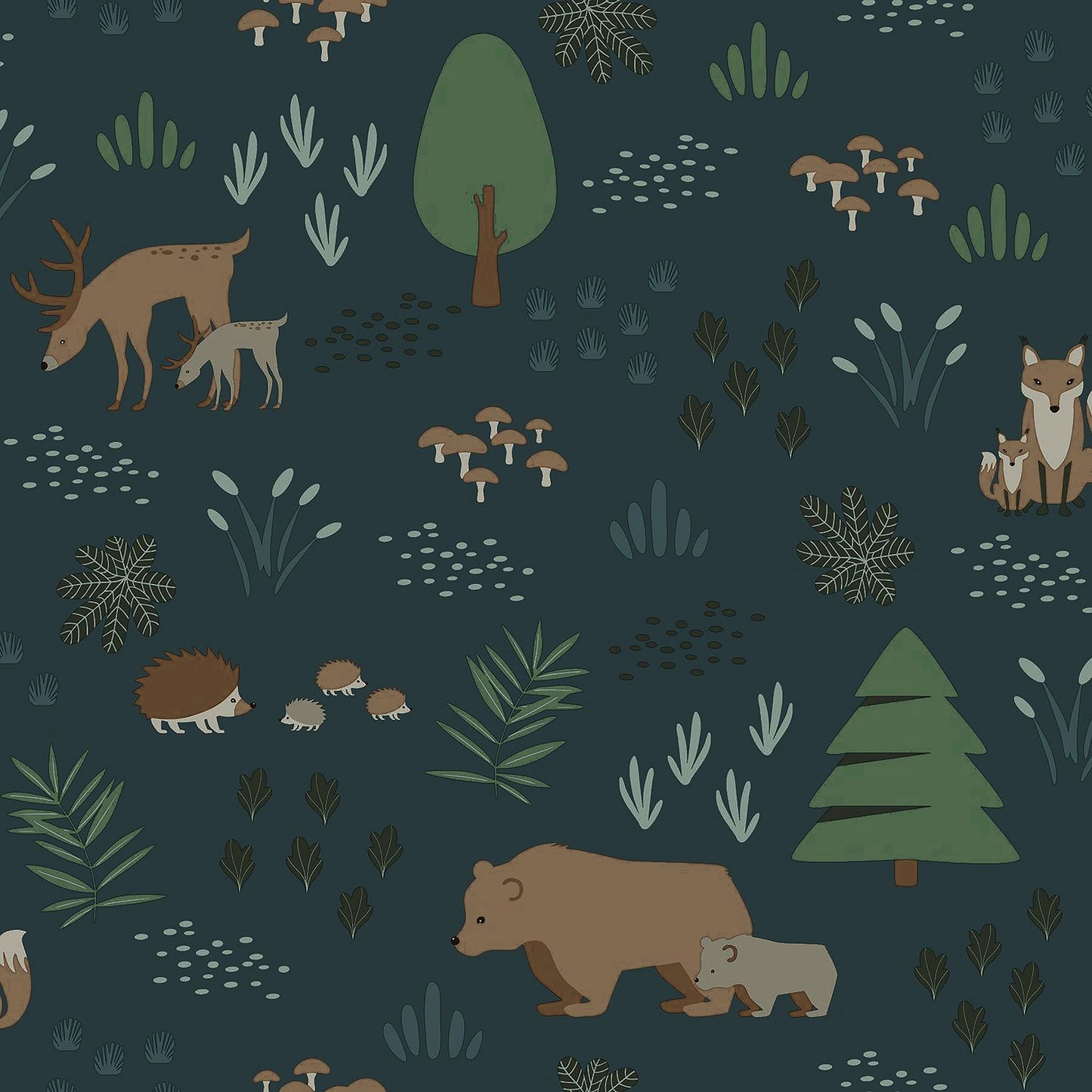 Chesapeake Finola Dark Blue Bears Wallpaper, 20.9-in by 33-ft