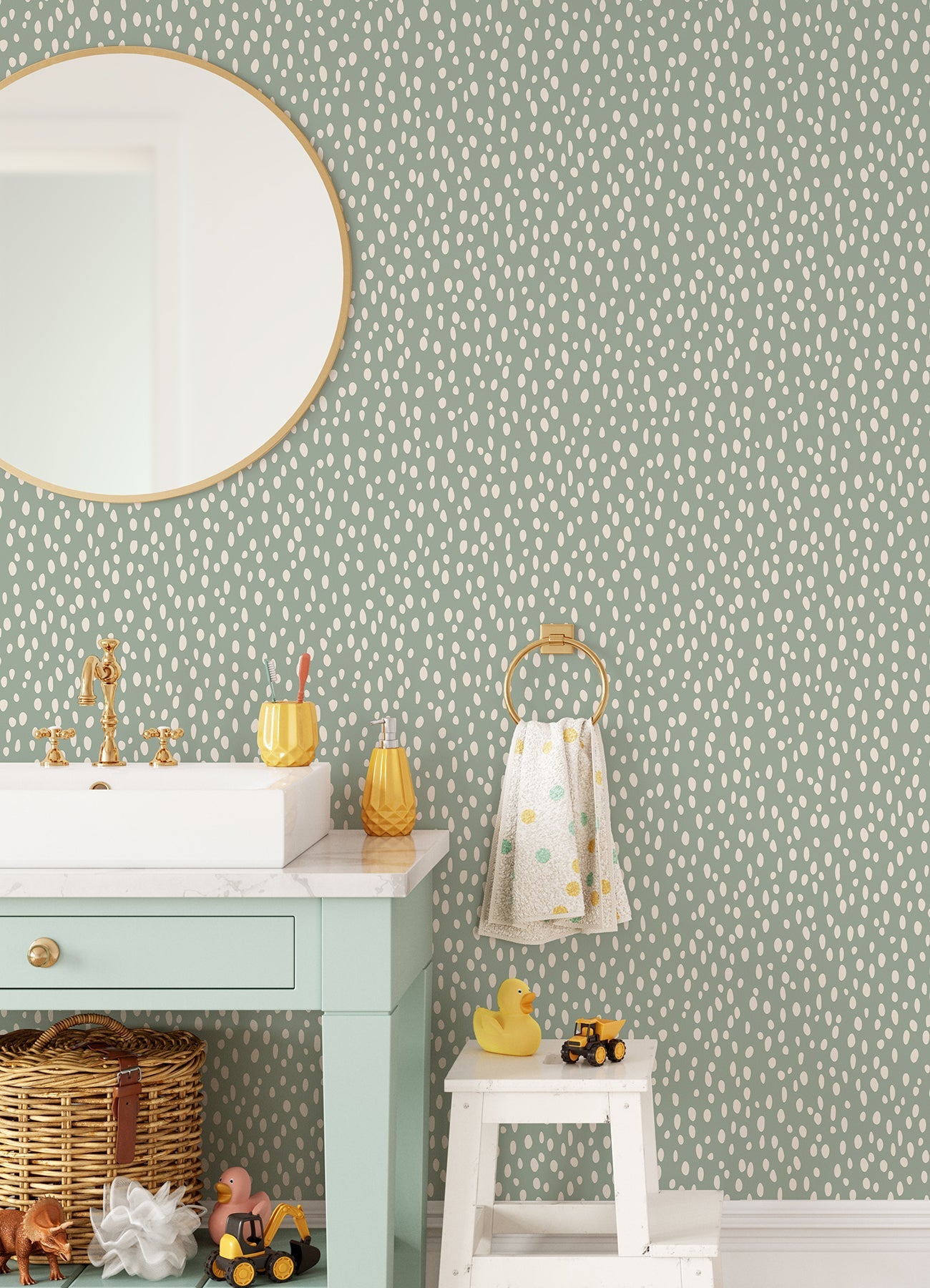 Chesapeake Willa Moss Dots Wallpaper, 20.9-in by 33-ft