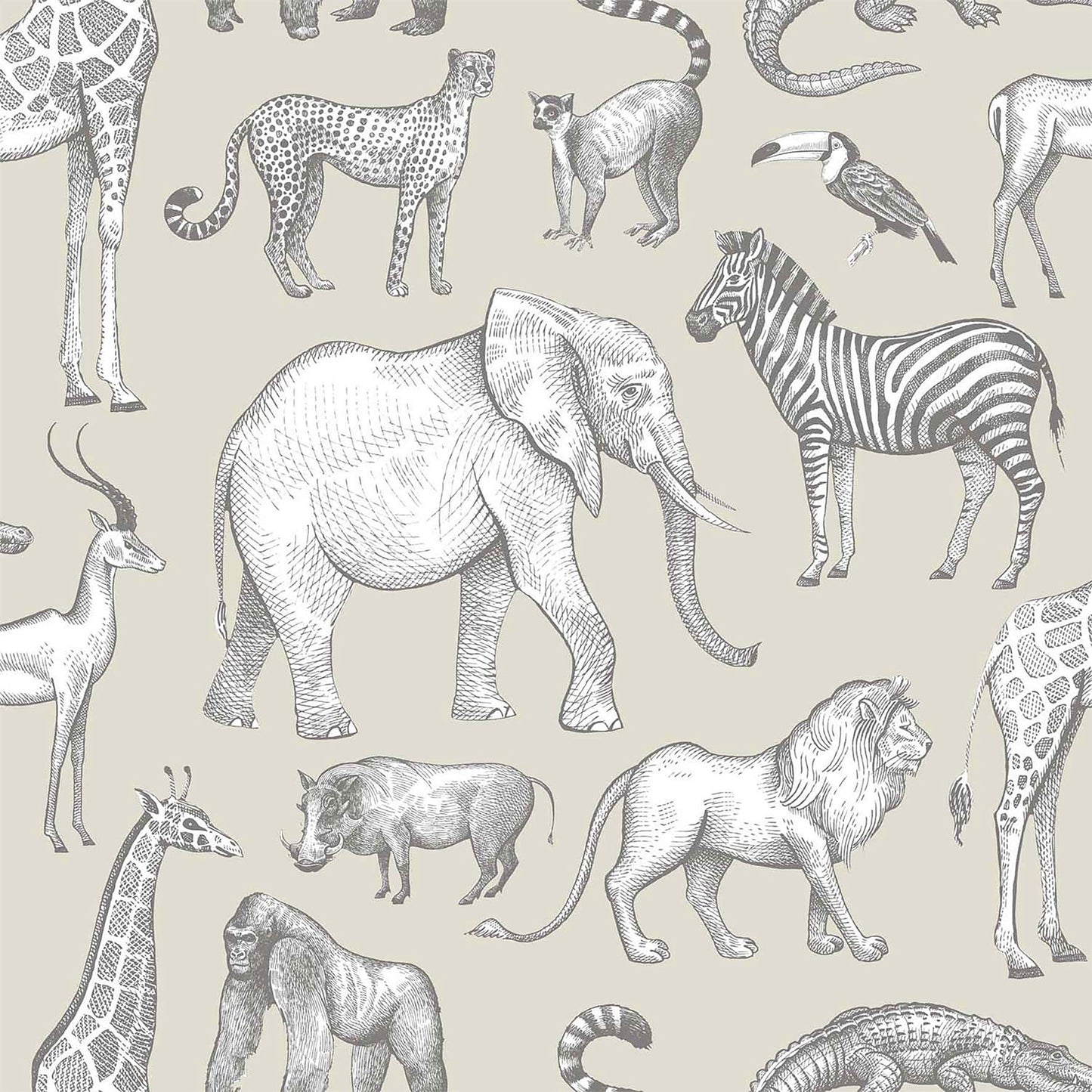 Chesapeake Kenji Taupe Safari Wallpaper, 20.9-in by 33-ft