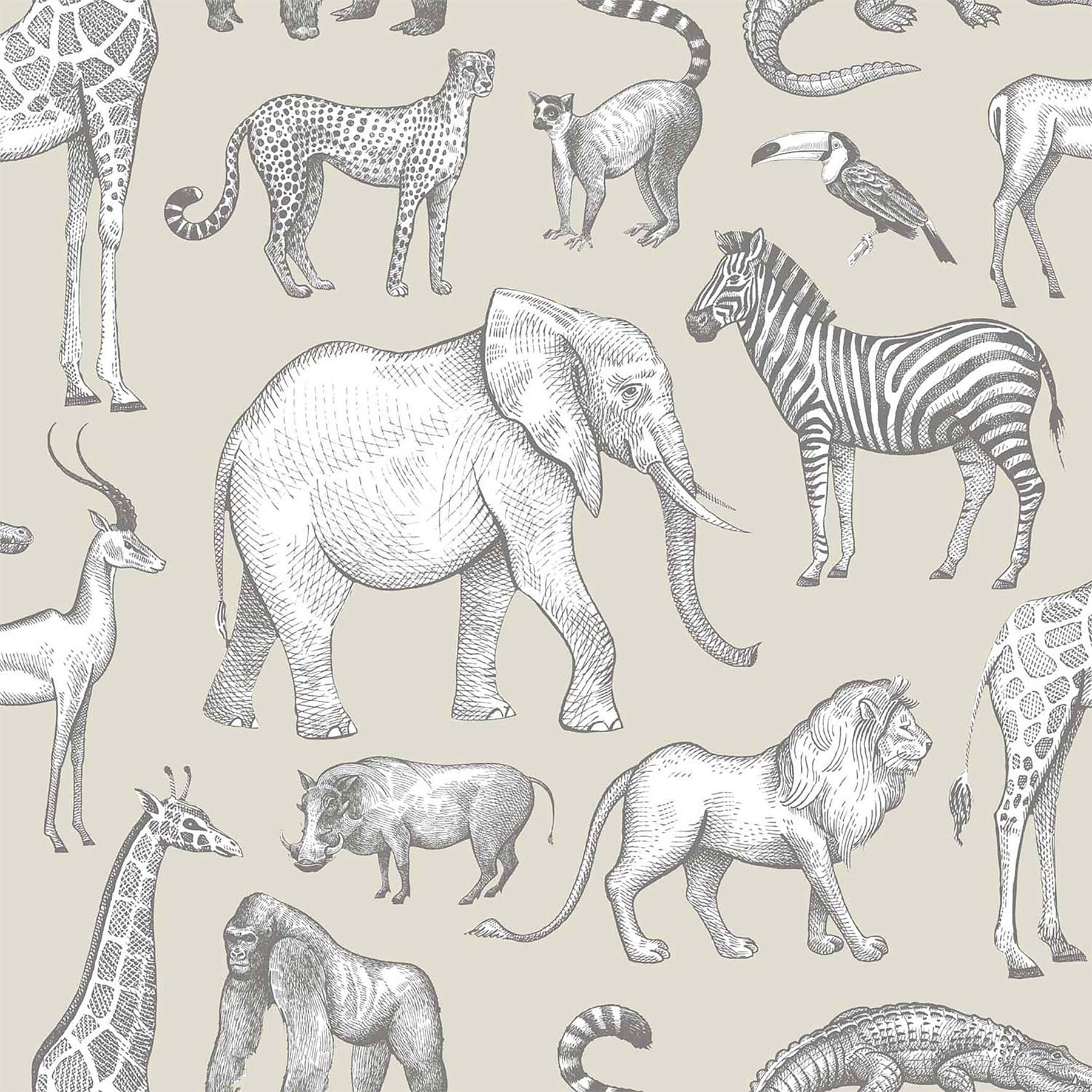 Chesapeake Kenji Taupe Safari Wallpaper, 20.9-in by 33-ft