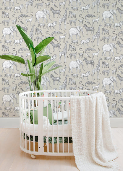 Chesapeake Kenji Taupe Safari Wallpaper, 20.9-in by 33-ft