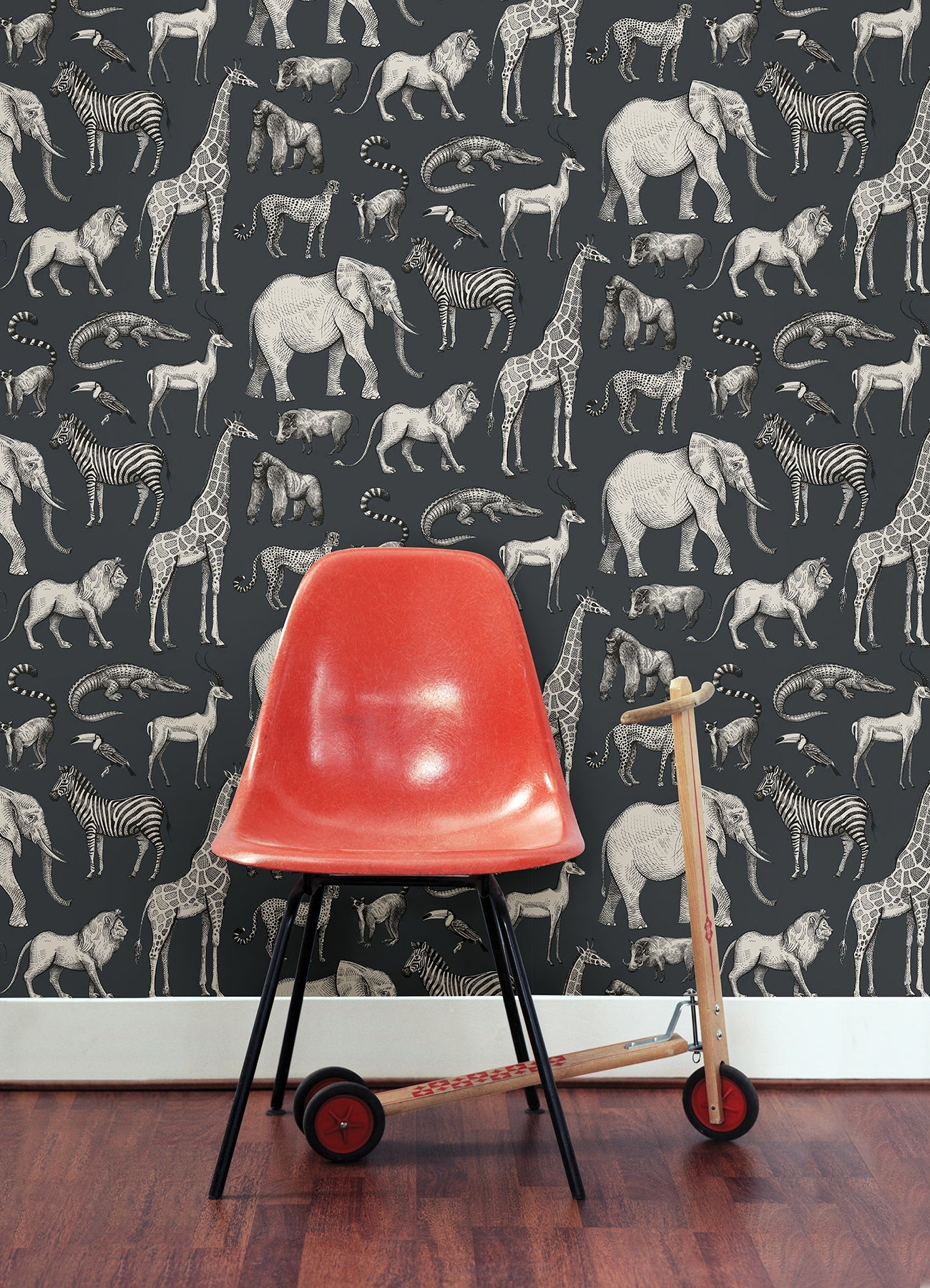 Chesapeake Kenji Navy Safari Wallpaper, 20.9-in by 33-ft