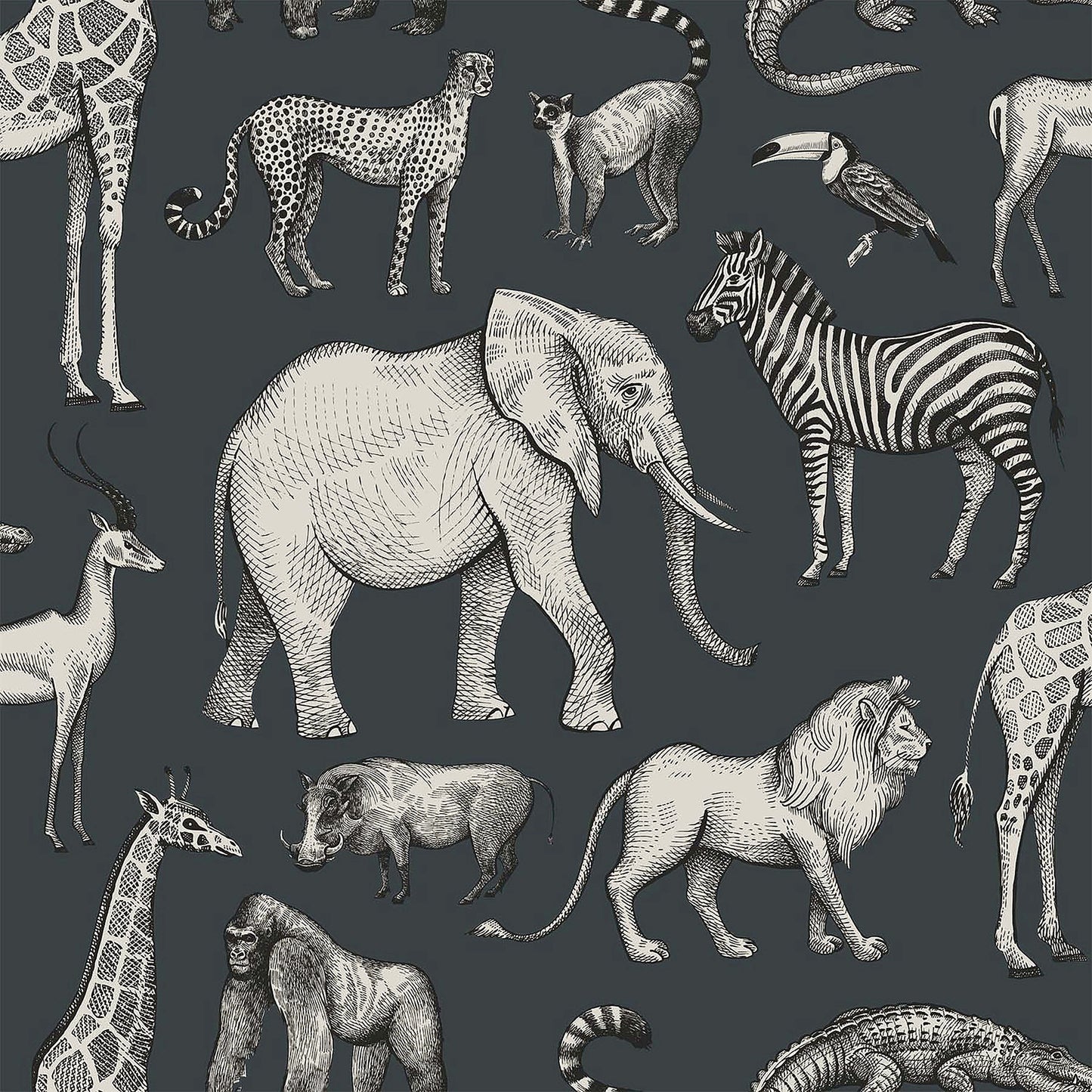 Chesapeake Kenji Navy Safari Wallpaper, 20.9-in by 33-ft