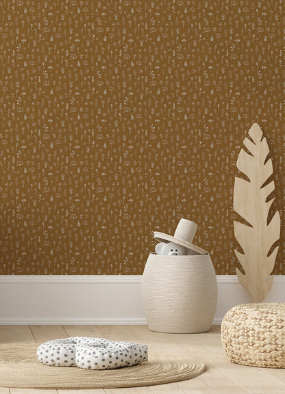 Chesapeake Tatula Chestnut Floral Wallpaper, 20.9-in by 33-ft