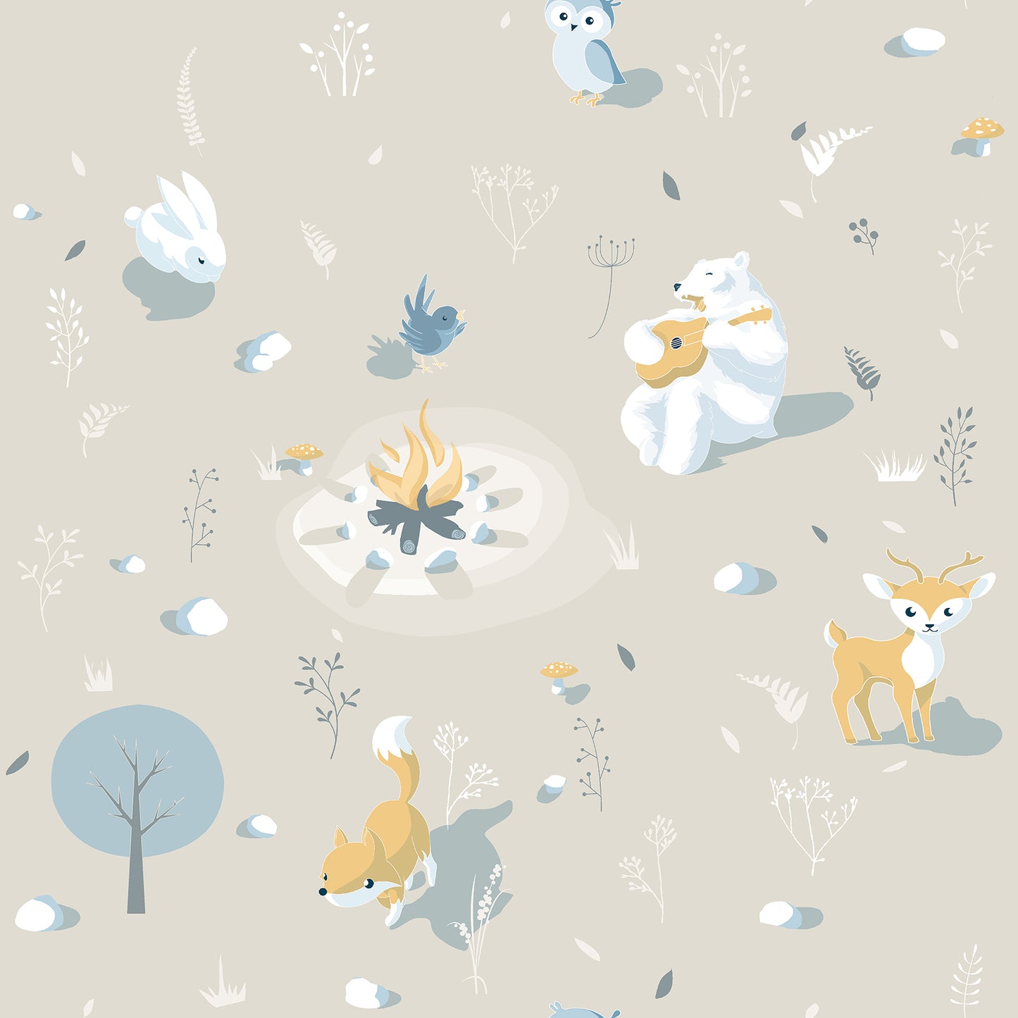 Chesapeake Jesper Beige Campfire Wallpaper, 20.9-in by 33-ft