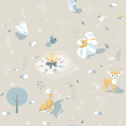 Chesapeake Jesper Beige Campfire Wallpaper, 20.9-in by 33-ft