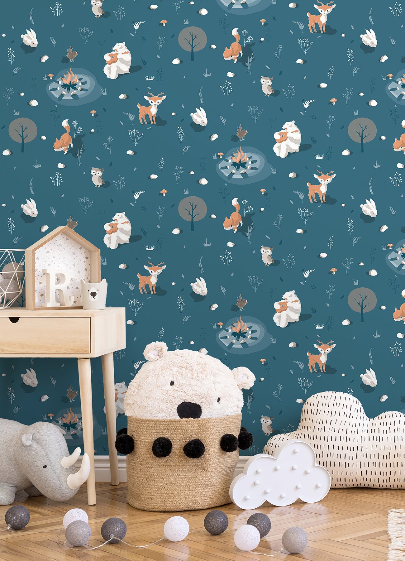 Chesapeake Jesper Blue Campfire Wallpaper, 20.9-in by 33-ft