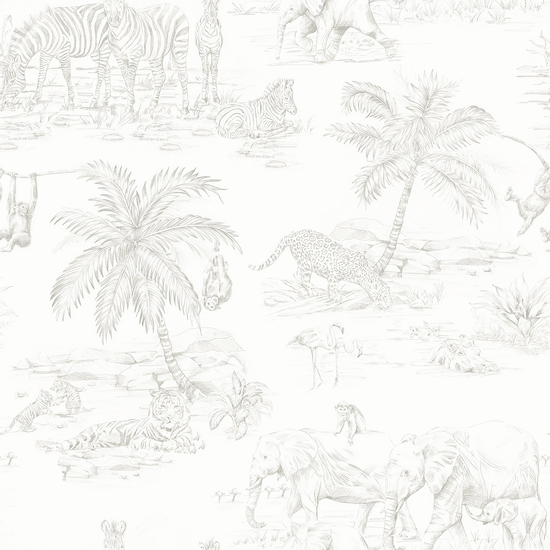 Chesapeake Boheme Platinum Animals Wallpaper, 20.9-in by 33-ft