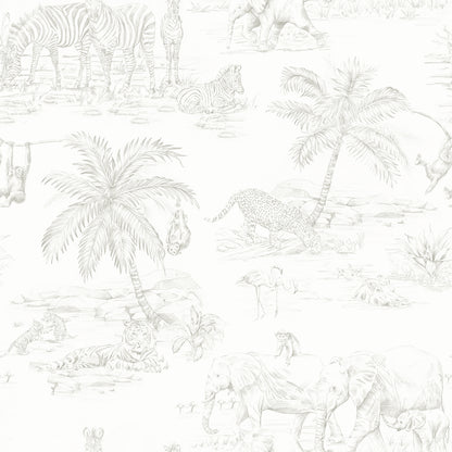 Chesapeake Boheme Platinum Animals Wallpaper, 20.9-in by 33-ft