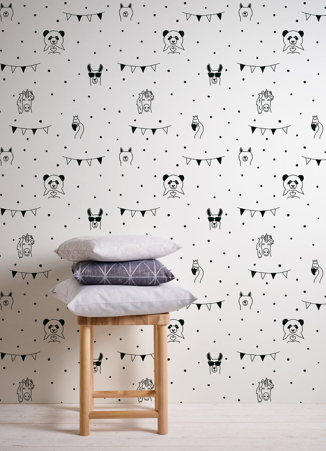 Chesapeake Orlow Black Llama Wallpaper, 20.9-in by 33-ft