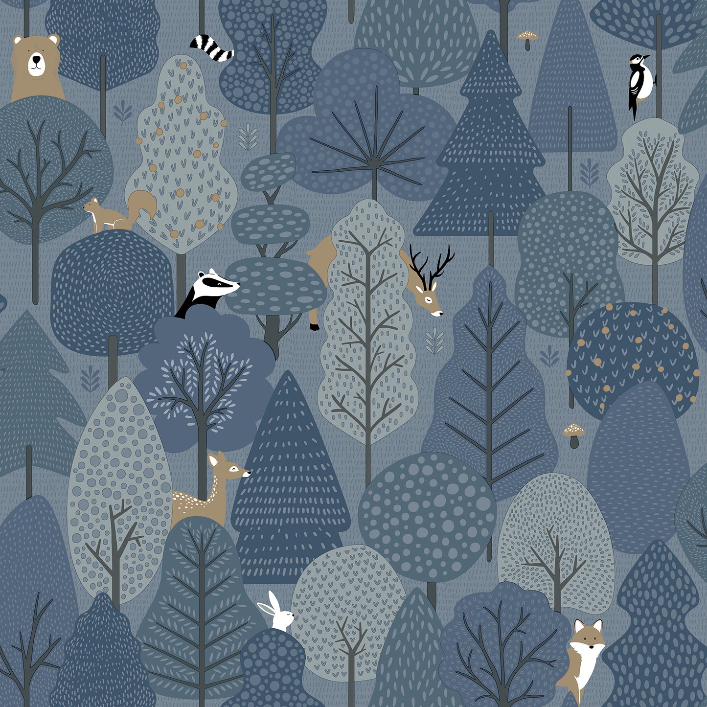 Chesapeake Quillen Indigo Forest Wallpaper, 20.9-in by 33-ft