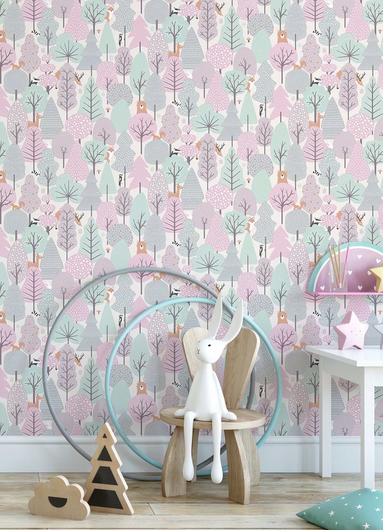 Chesapeake Quillen Pink Forest Wallpaper, 20.9-in by 33-ft