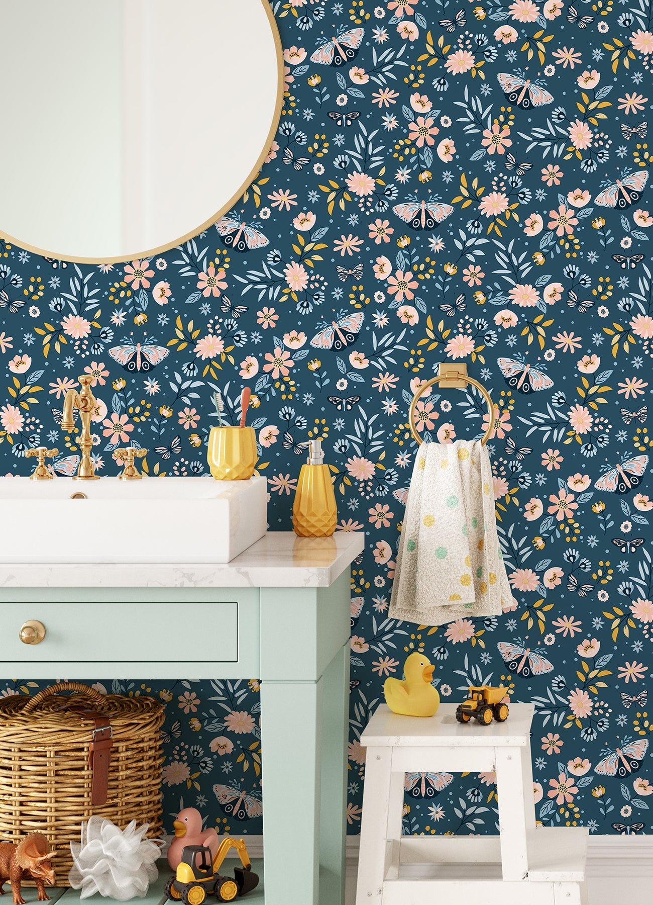 Chesapeake Zev Blue Butterfly Wallpaper, 20.9-in by 33-ft