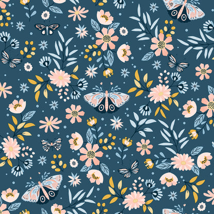 Chesapeake Zev Blue Butterfly Wallpaper, 20.9-in by 33-ft