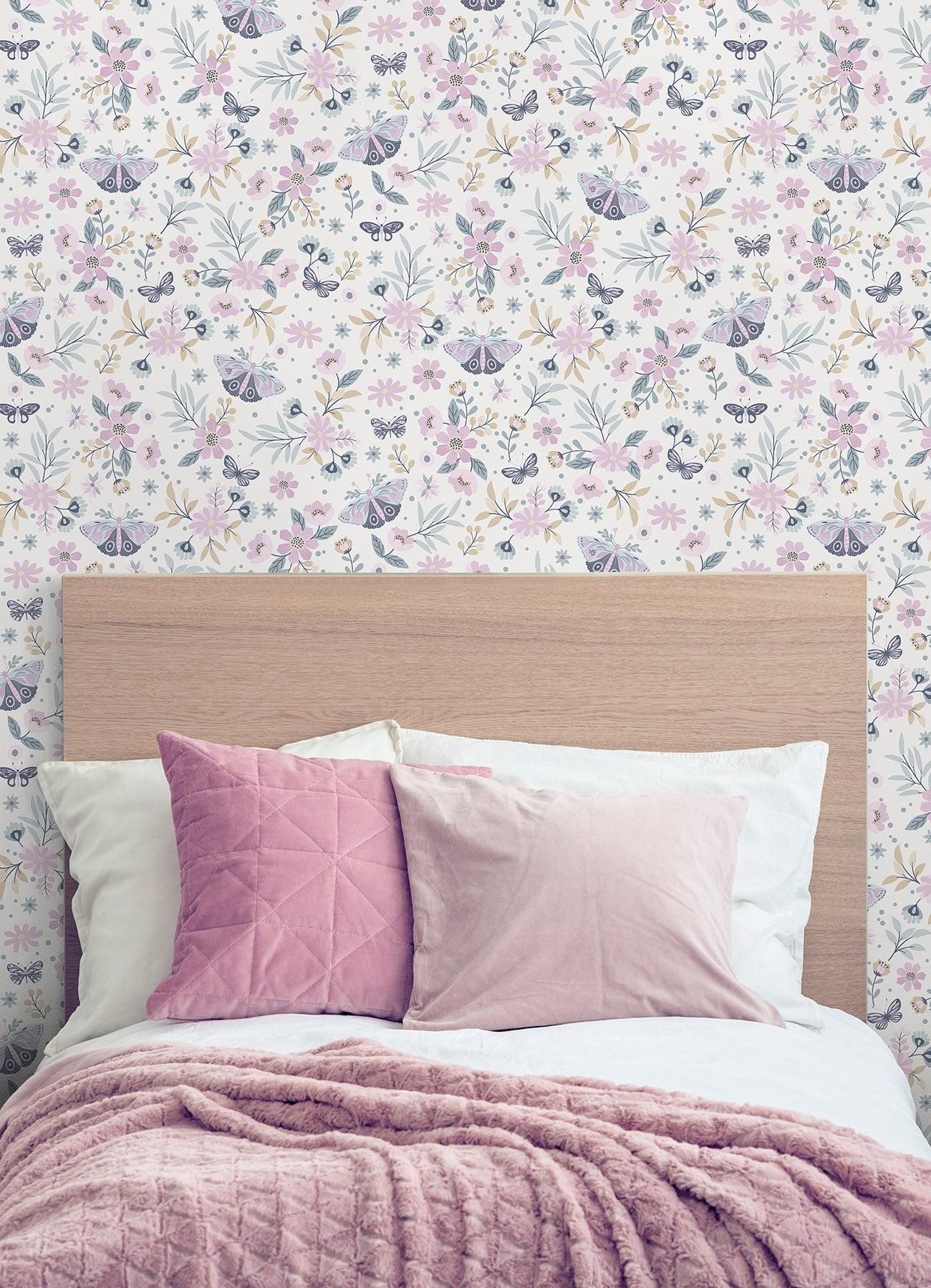 Chesapeake Zev Pink Butterfly Wallpaper, 20.9-in by 33-ft