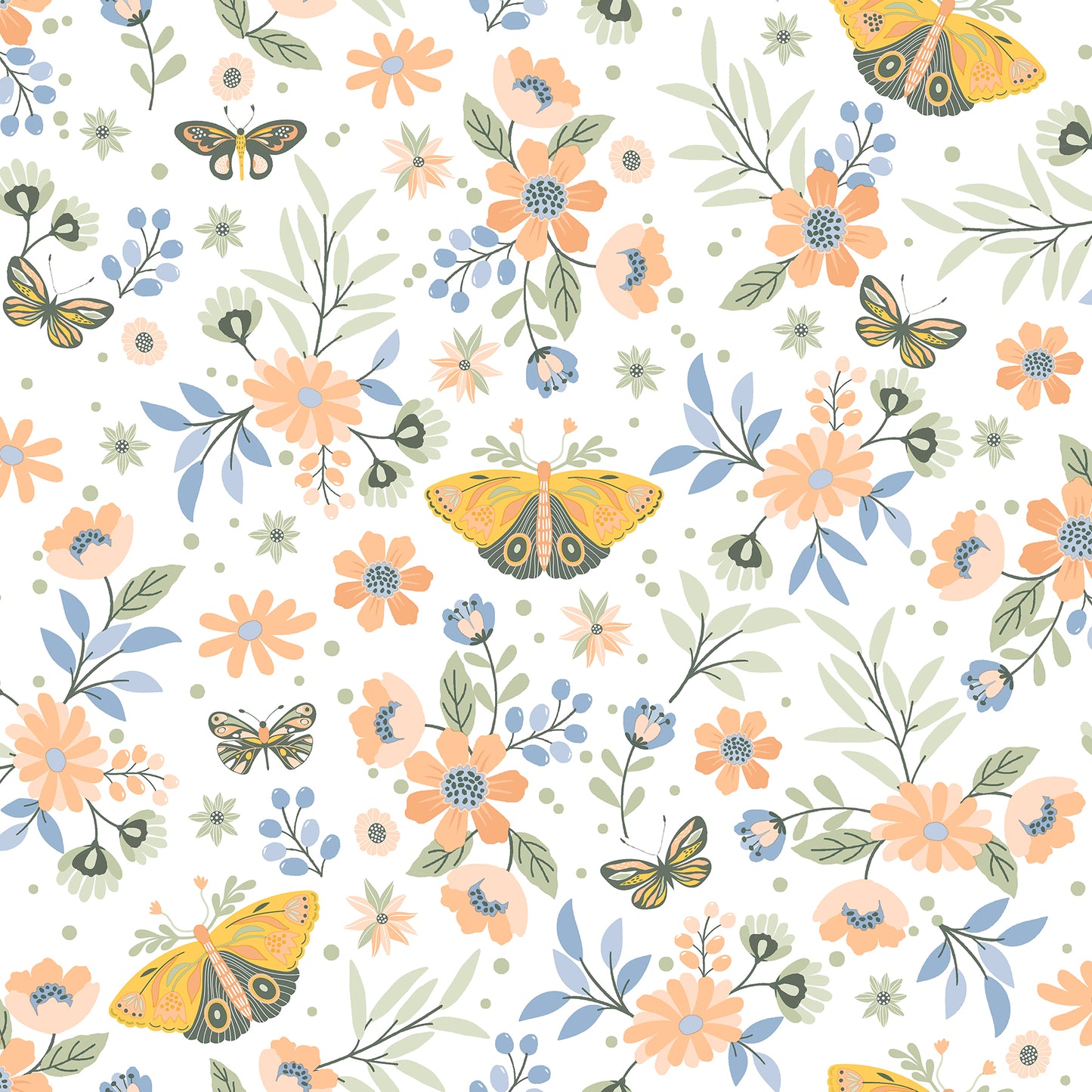 Chesapeake Zev Coral Butterfly Wallpaper, 20.9-in by 33-ft