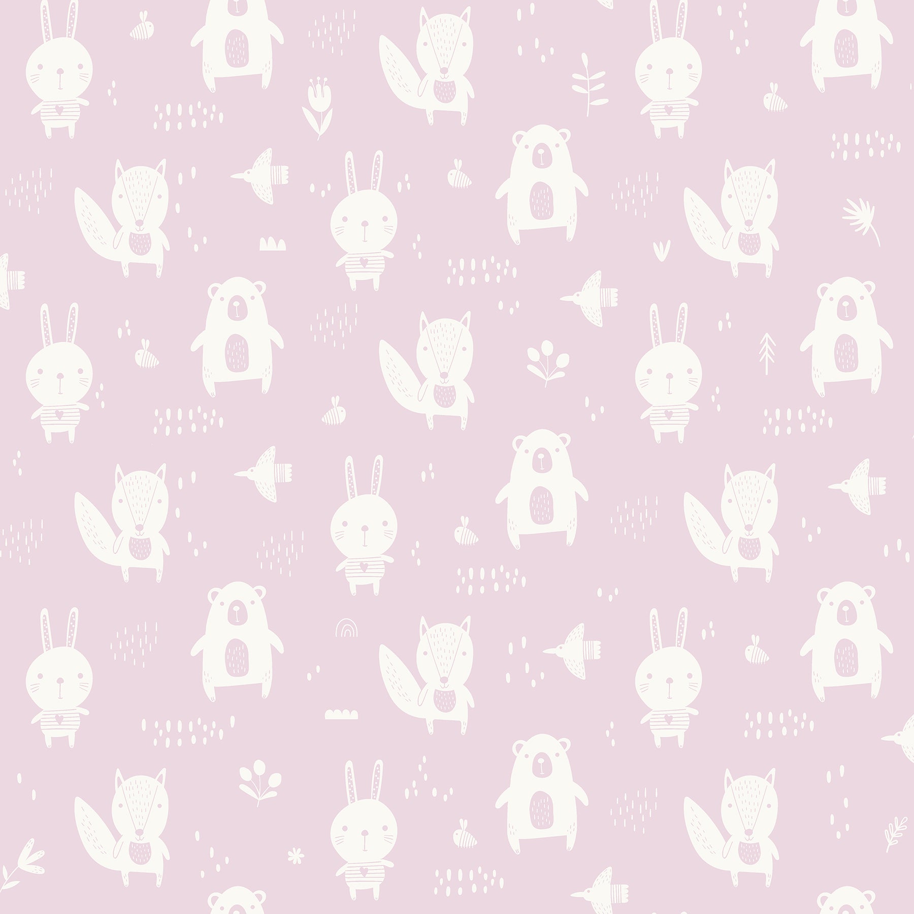 Chesapeake Bitsy Pink Woodland Wallpaper, 20.9-in by 33-ft